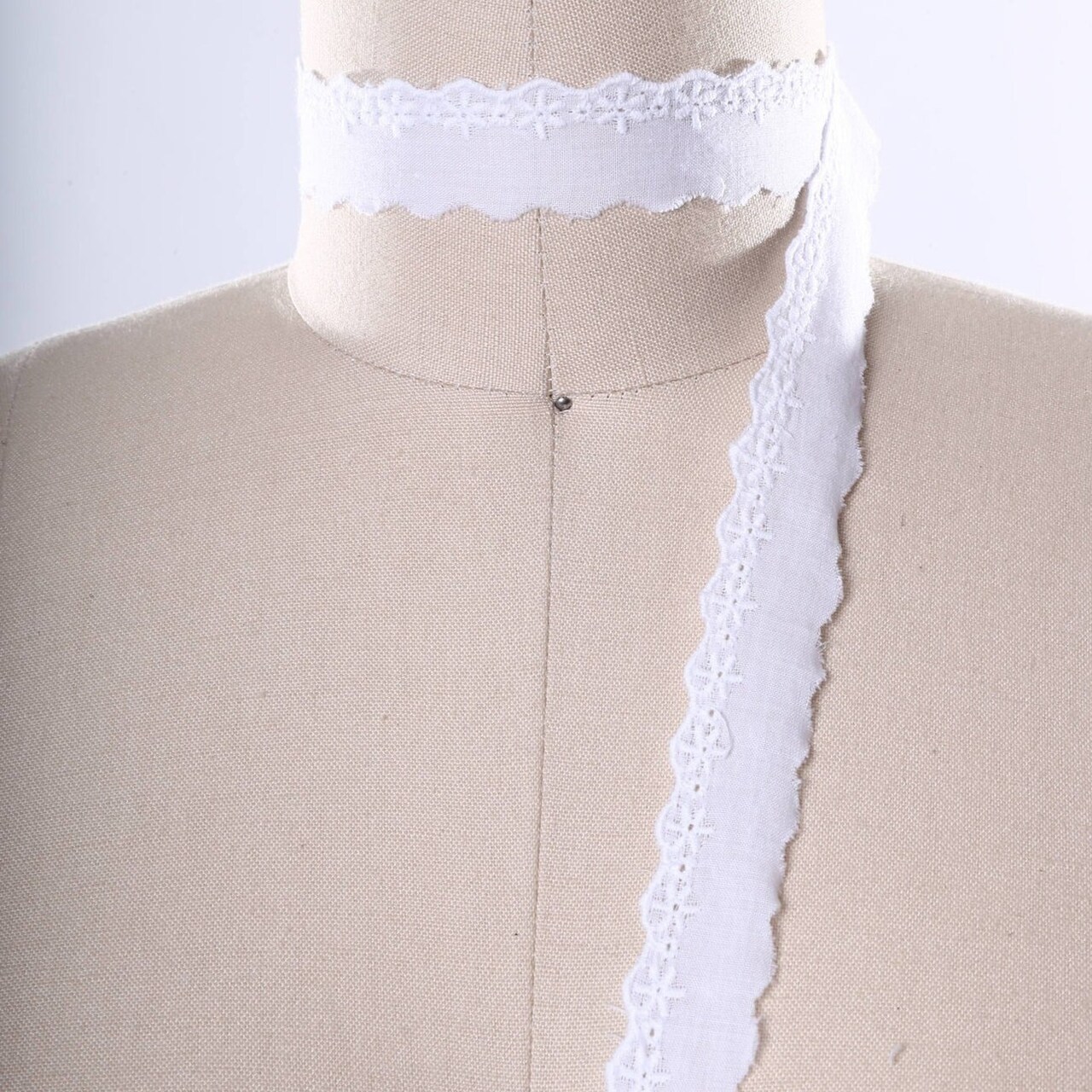 1 Yard White Cotton Eyelet Lace Trim Finished on One Side for Quilting and Sewing Crafts